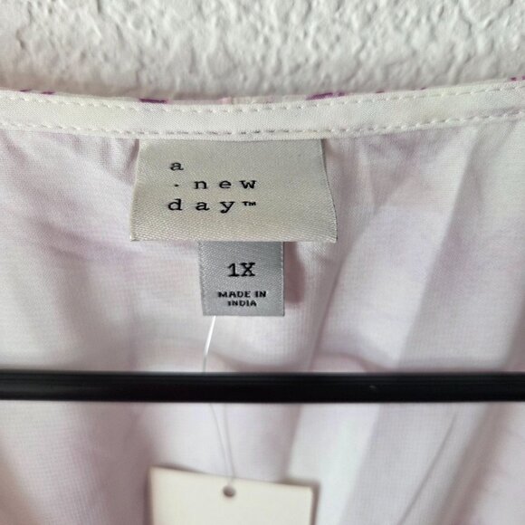 A New Day Womens Size 1X Floral Print V-Neck Long Sleeve Dress Lined Pockets NEW - Picture 7 of 11